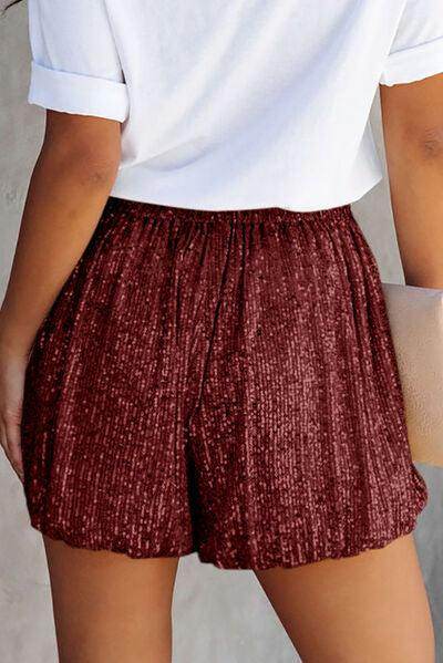 Stylish Sequin Elastic Waist Shorts for Women Fashion