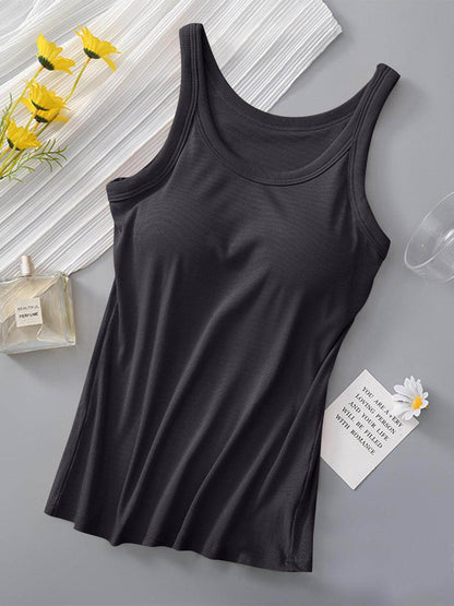 Round Neck Tank with Bra for Everyday Comfort Wear