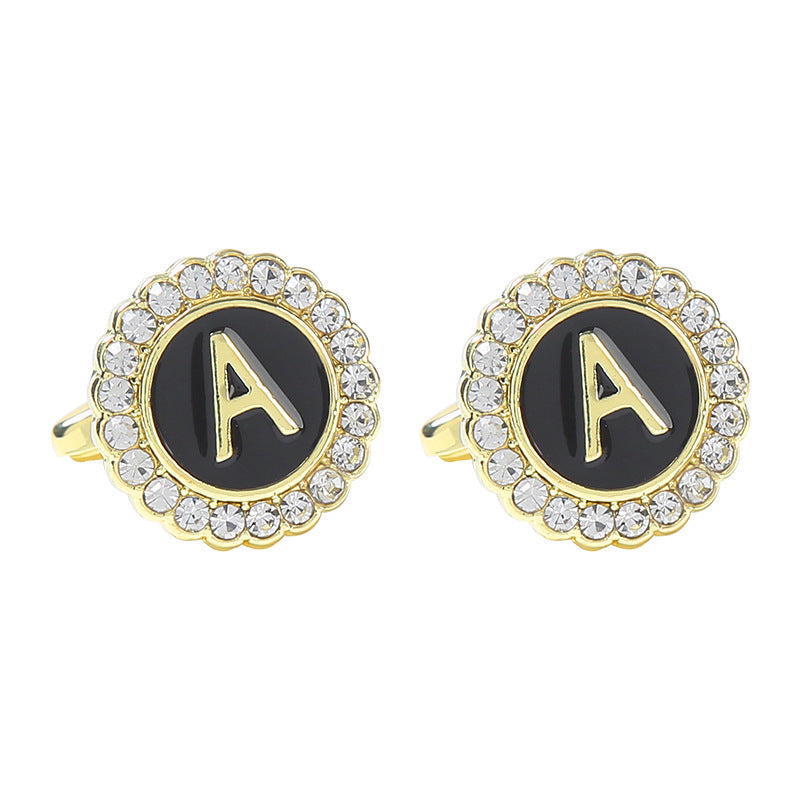 Round Diamond French Cufflinks Men&