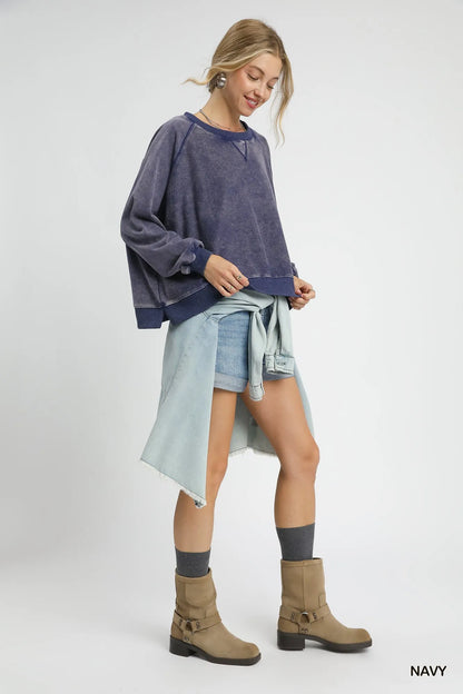 Umgee Mineral Wash French Terry Sweatshirt