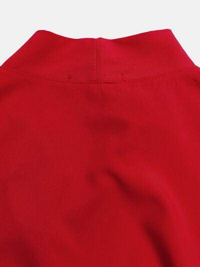Frill Tie Neck Three-Quarter Sleeve Dress for Women