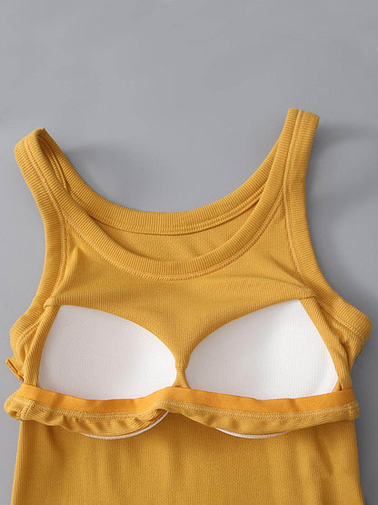 Round Neck Tank with Bra for Everyday Comfort Wear
