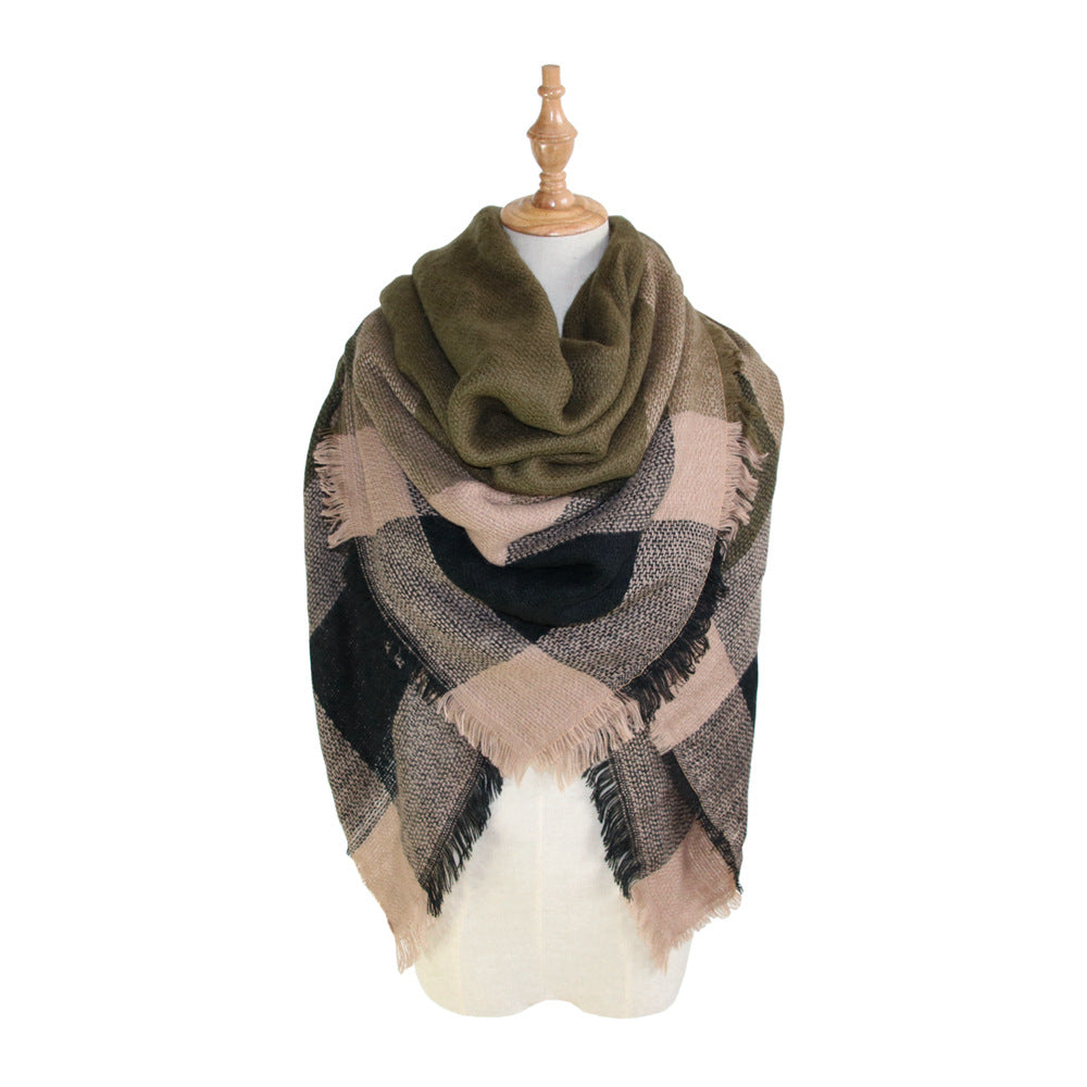Plaid-print Versatile Neck Scarf Shawl