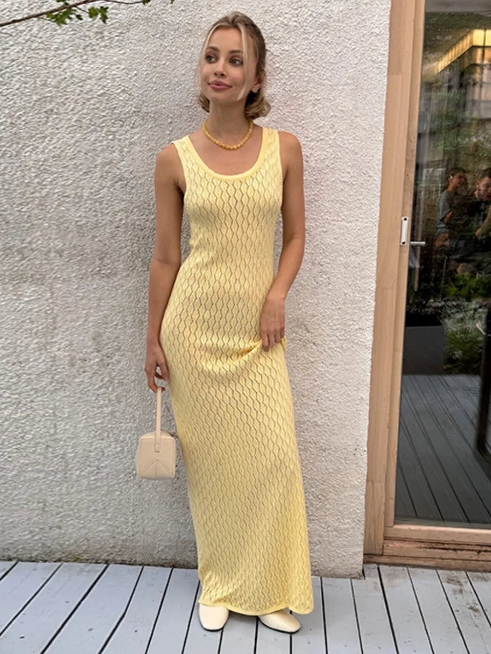 Openwork Sleeveless Maxi Dress