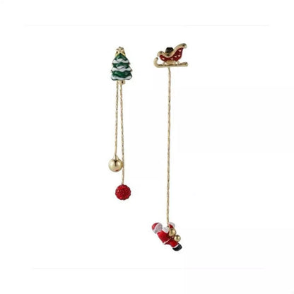 Christmas Tree &amp; Santa Claus Drop Earrings