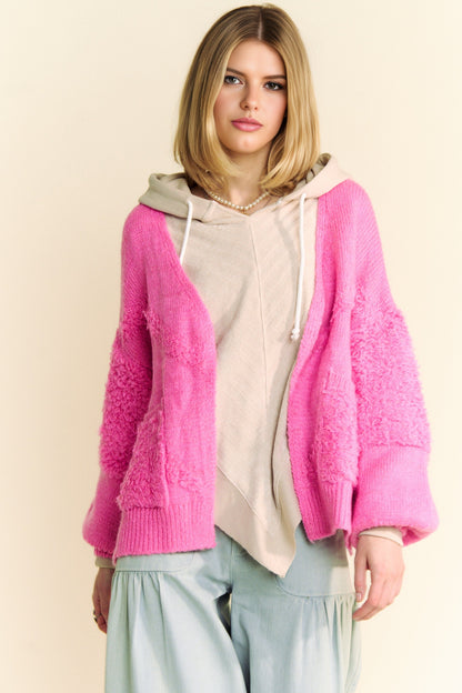Back To School Sweater - Davi &amp; Dani Side Slit Open Front Long Sleeve Cardigan