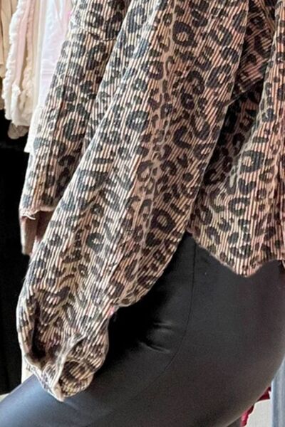 Lightweight Leopard Button Down Long Sleeve Jacket Bold &amp; Trendy Luxury Print Outerwear