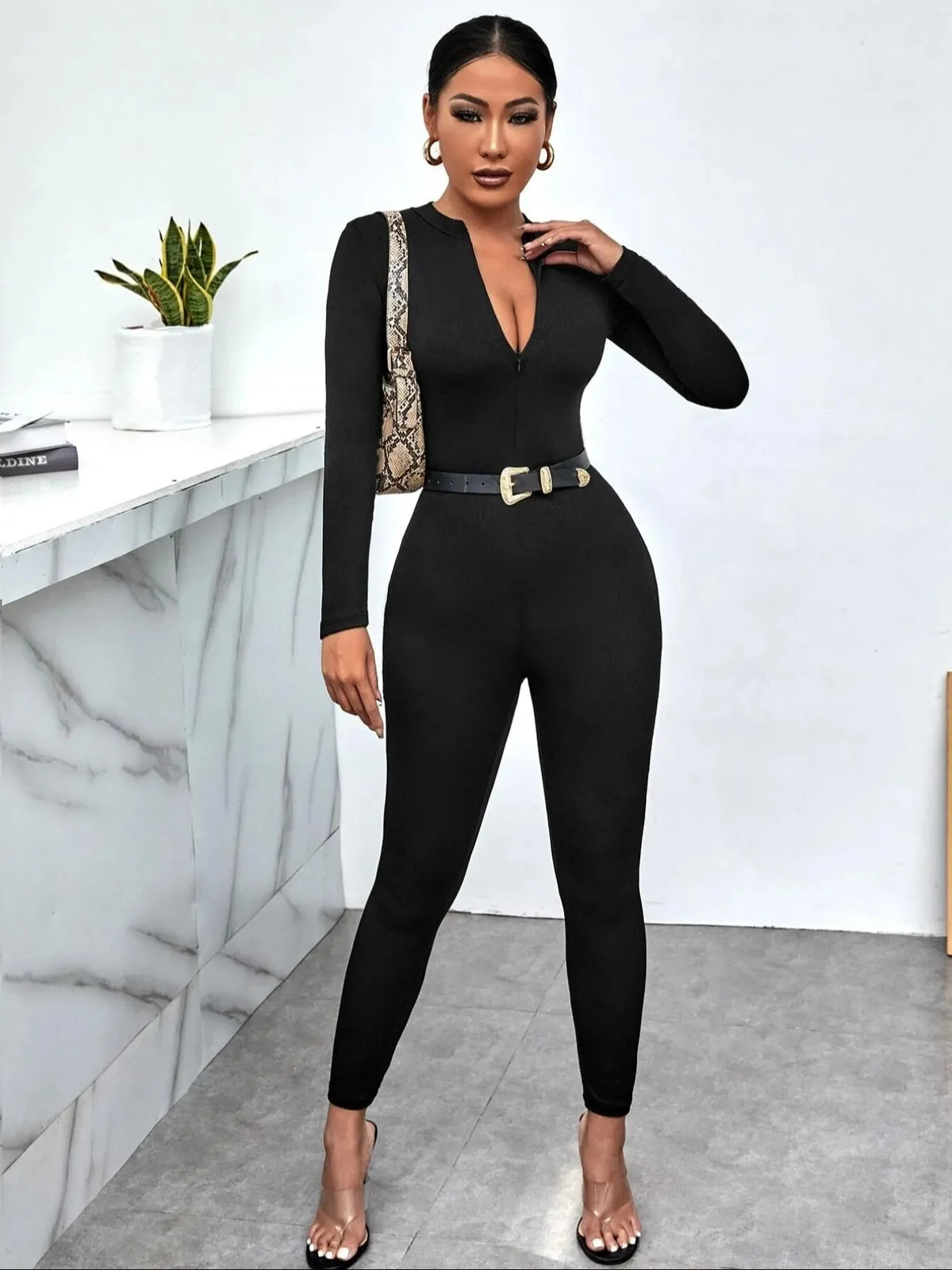 Long Sleeve Bodycon Jumpsuit