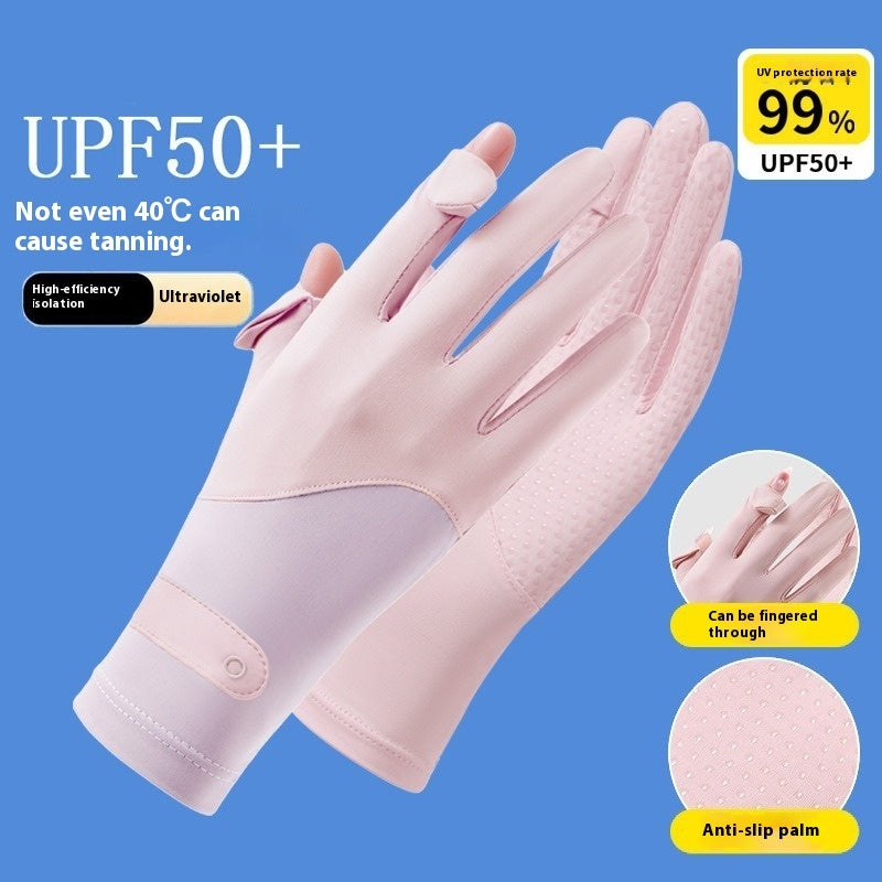Ice Silk Sun Protection Gloves Lightweight Anti-slip Touch Screen UV Protection