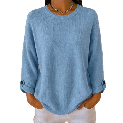 New-style Knitted Pullover With A Crew Neck Casual Top