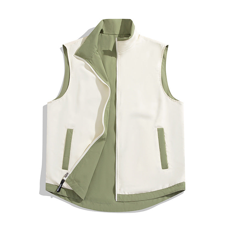 Color-block Reversible Vest Jacket