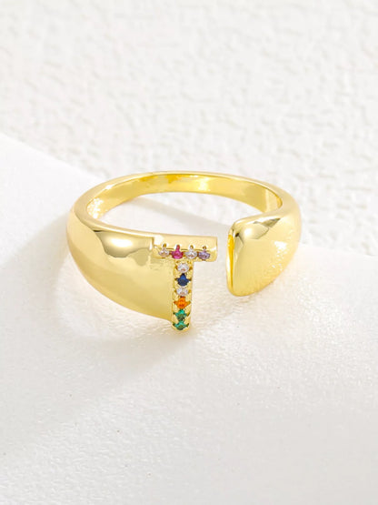 18K Gold-Plated Zircon Letter Ring