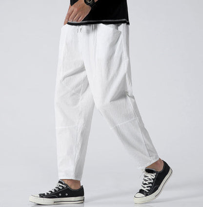Loose Cotton Linen Cropped Harem Pants Casual
