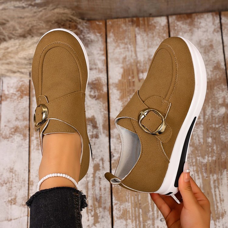 Solid-color Front-laced Casual Slip-on Womens Shoes