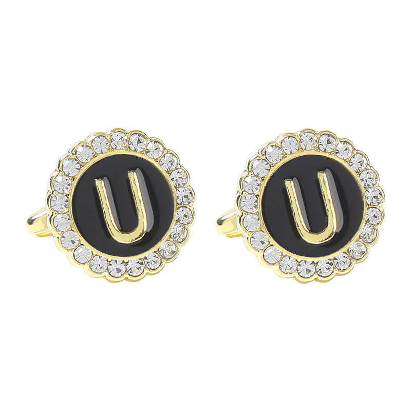 Round Diamond French Cufflinks Men&