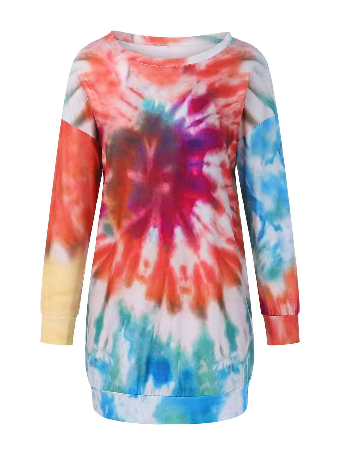 Full Size Tie-Dye Round Neck Long Sleeve Dress Trendy &amp; Comfortable Casual Dress for Women