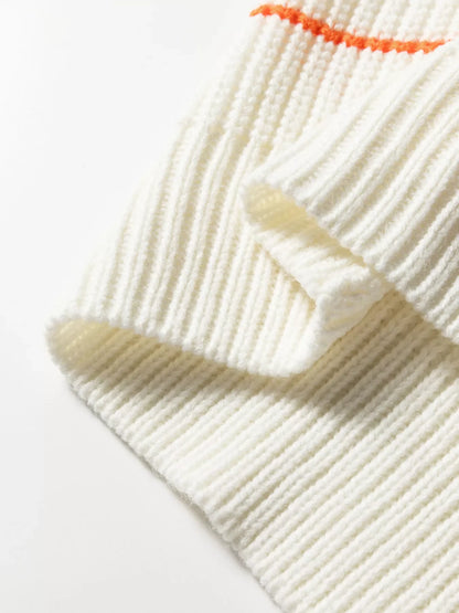 Colorful Striped Detail V Neck Drop Shoulder Baggy Sweater