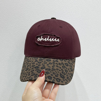 Leopard Print Baseball Cap with Embroidered Letter