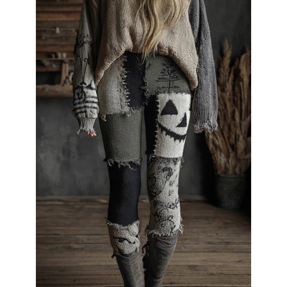 Womens All-Match Fashionable Printed Knitted Leggings