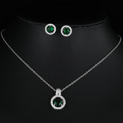 Two-piece Zircon Disc Necklace Set