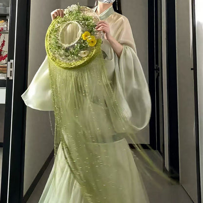 Hanfu Hat Bamboo Hat Tassel Crystal Curtain Chivalrous Woman Bamboo Hat Veil