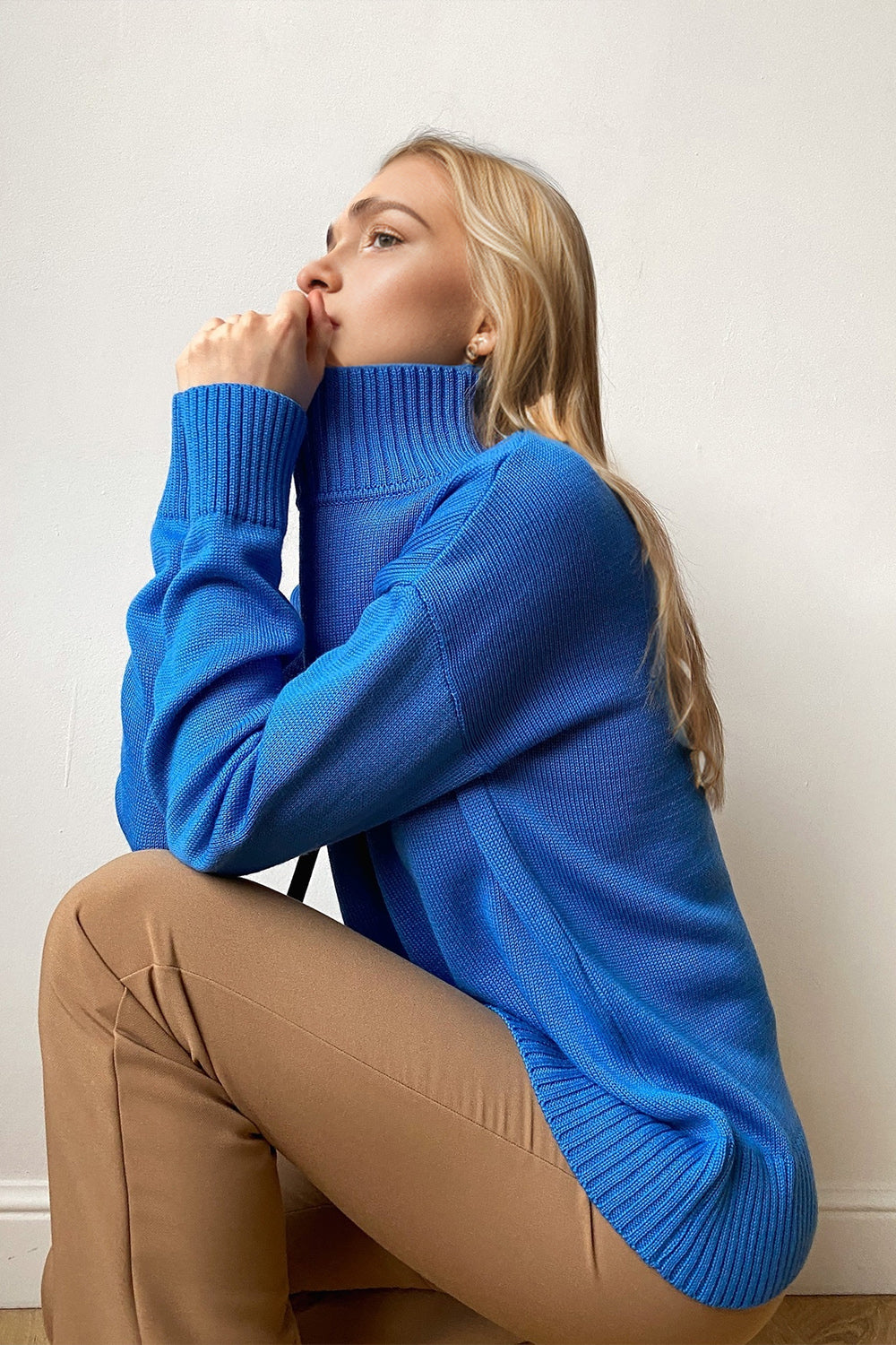 Back To School Sweater - Basic Bae Turtleneck Dropped Shoulder Long Sleeve Sweater