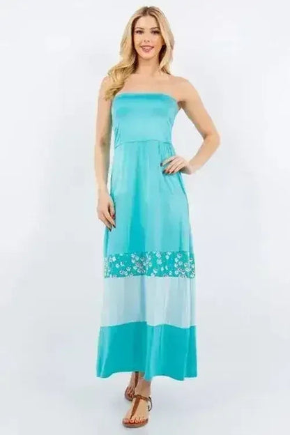 Plus Size Color Block Maxi Dress – Striking Tube Top Design | Femstylo