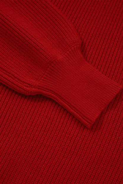 Lantern Sleeve V Neck Knot Back Sweater