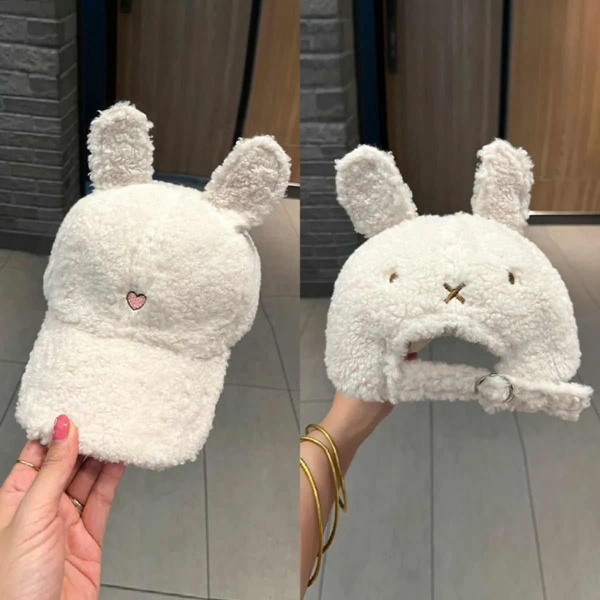 Cute Fluffy Bear Ears Winter Hat