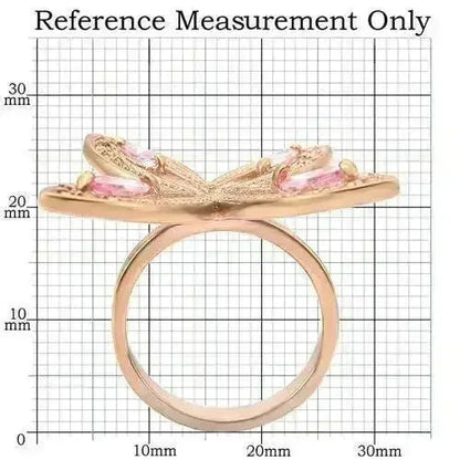 0W381 - Rose Gold Brass Ring with AAA Grade CZ  in Rose