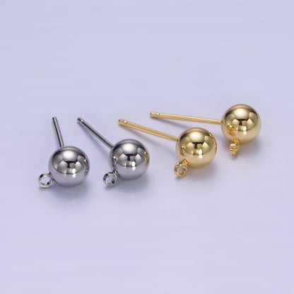 1 pair 3,5,6mm Small Ball Stud Earrings Ball 14K Gold Filled Post Earring with Closed Loop for Earring Supply Z-673 Z-678