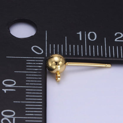 1 pair 3,5,6mm Small Ball Stud Earrings Ball 14K Gold Filled Post Earring with Closed Loop for Earring Supply Z-673 Z-678