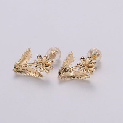 1 Pair Flower Gold Filled Studs  L-016