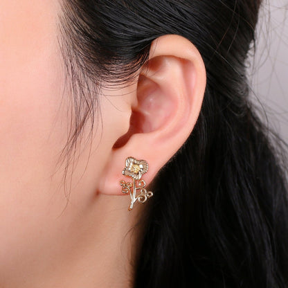 1 Pair Gold Filled Flower Studs  L-017