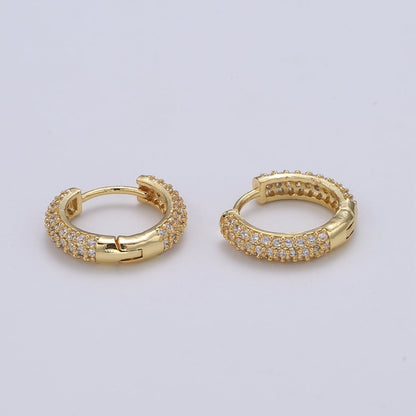 1 pair Hoops - Black, Blue, Clear, Red, Green, Multi-color Zirconia or Teal Gold CZ earrings - 24K Gold Huggie hoops  Q-434 - Q-439