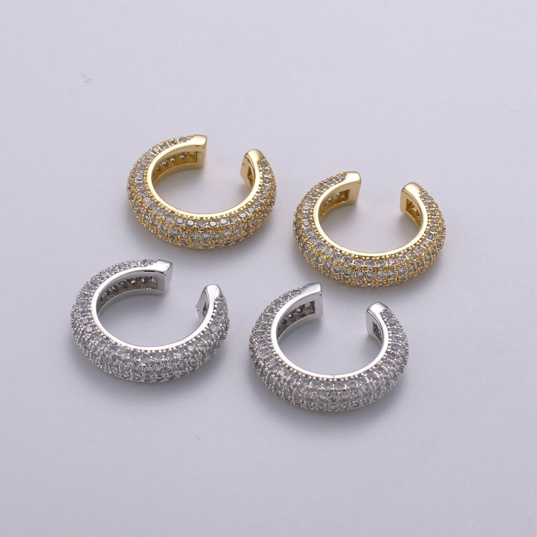 1 Piece 16mm 24k Gold Micro Pave Ear Cuffs, Chunky Ear Cuffs, Dainty Hoops, Micro Pave Ear Cuffs, Gold Plated Earrings AI-102 AI-103