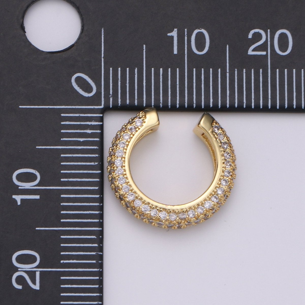 1 Piece 16mm 24k Gold Micro Pave Ear Cuffs, Chunky Ear Cuffs, Dainty Hoops, Micro Pave Ear Cuffs, Gold Plated Earrings AI-102 AI-103