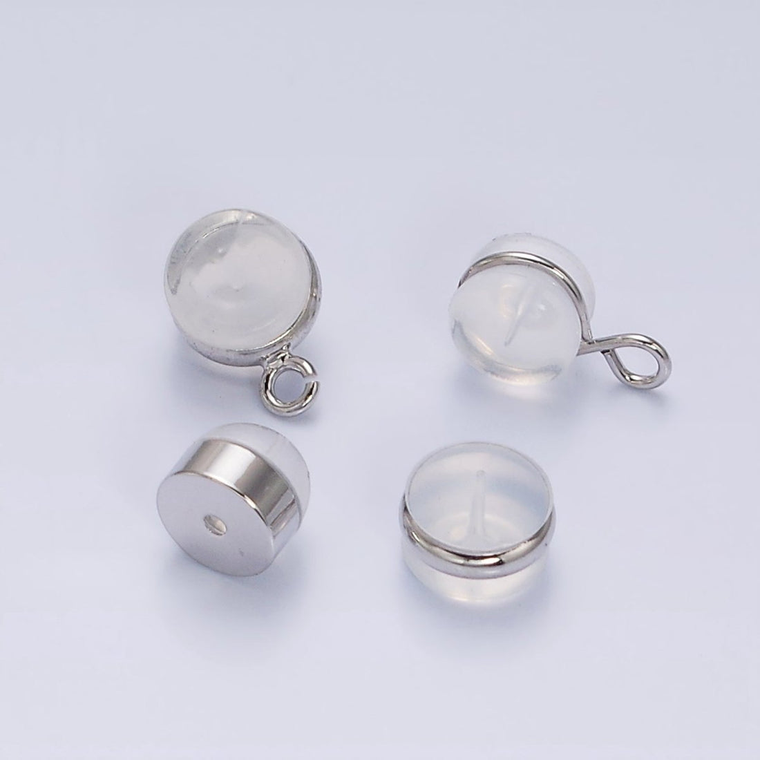 10 pair Soft Silicone Earring Backs for Studs Silver Rubber Earring Backs with Open Link Hypoallergenic Safety Plastic Earring Back for Jewelry Making Z-425 Z-426 Z-427 Z-428