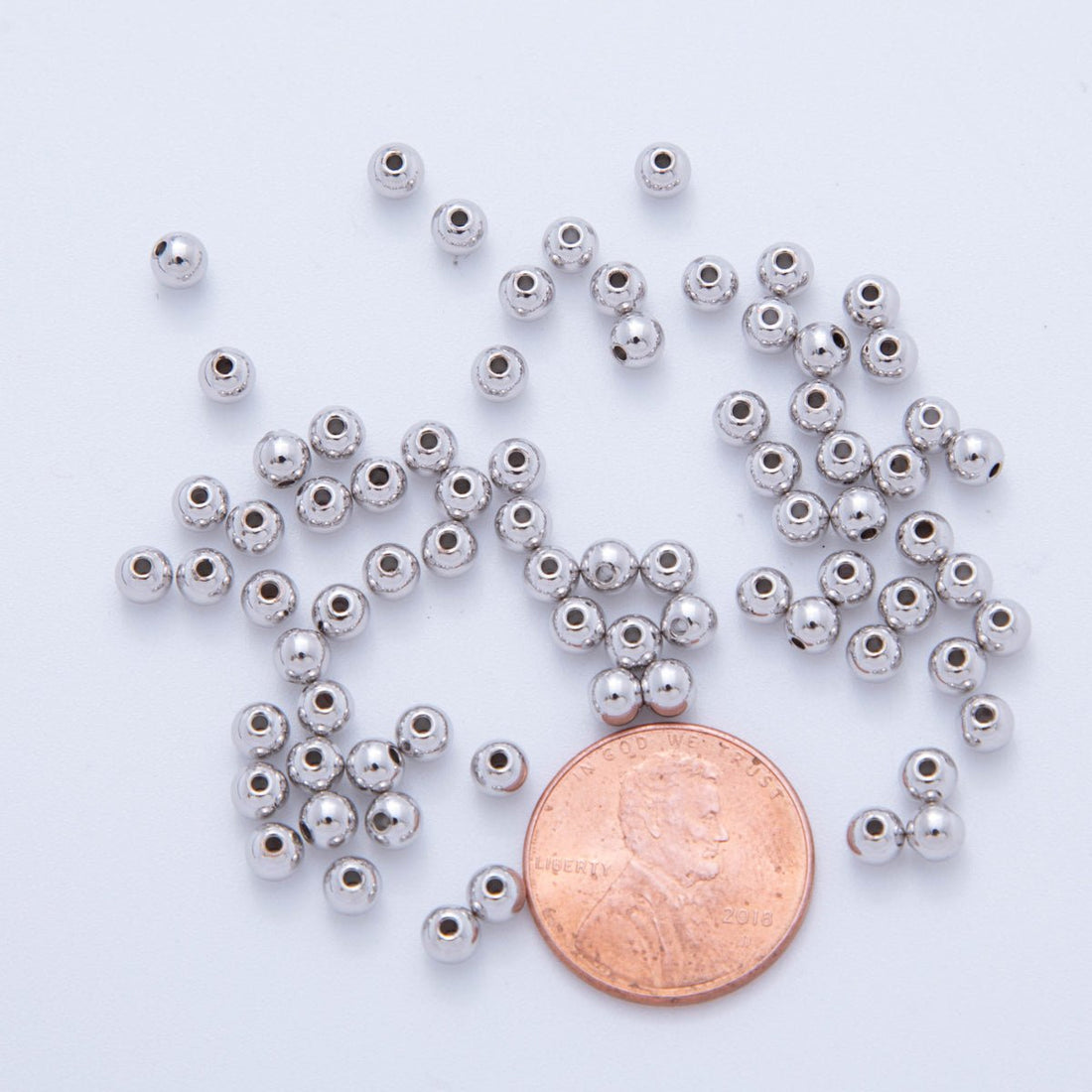 10 Pcs Bag of 3,4,5,6 mm Silver Seamless Round Beads for Jewelry Making Supply B-306