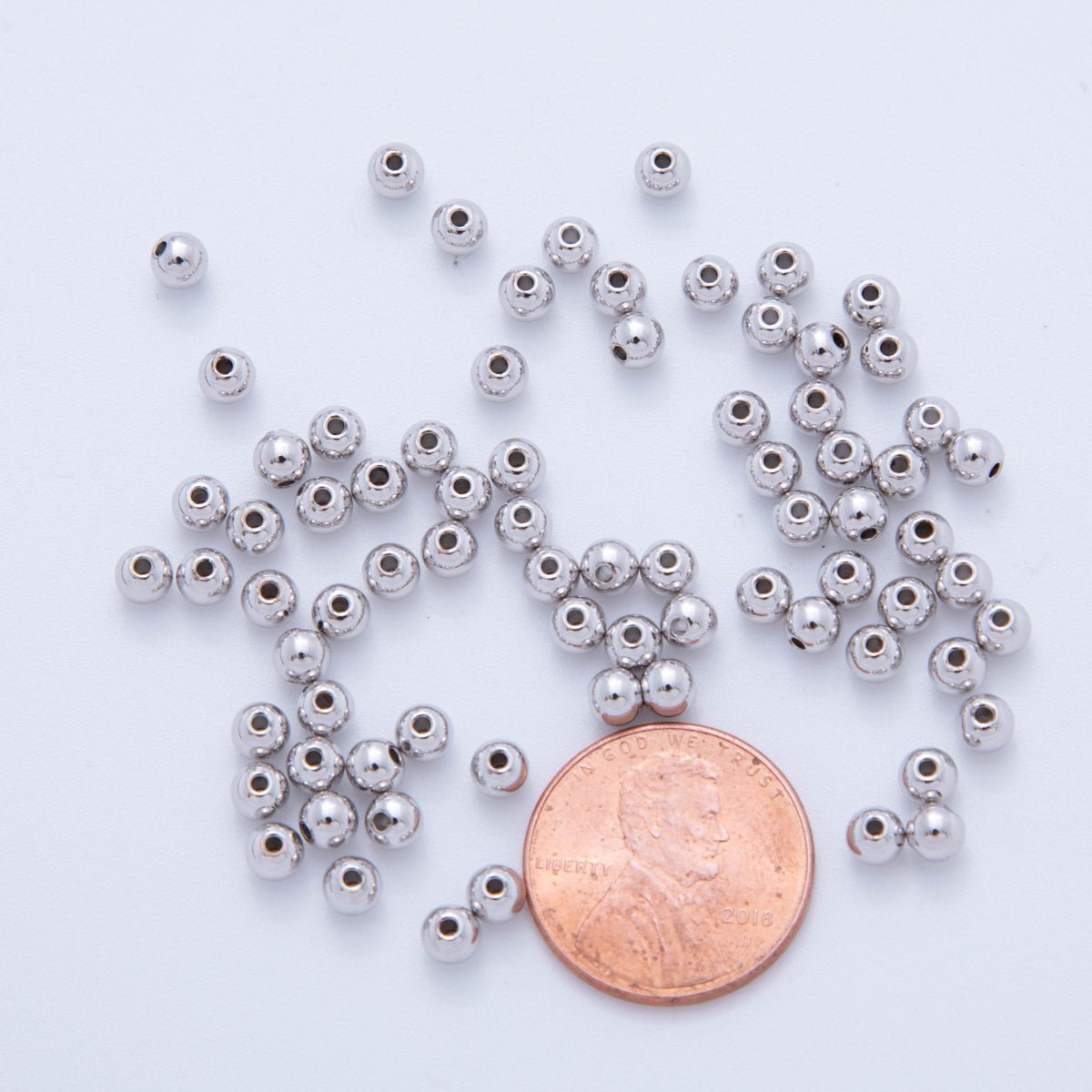 10 Pcs Bag of 3,4,5,6 mm Silver Seamless Round Beads for Jewelry Making Supply B-306
