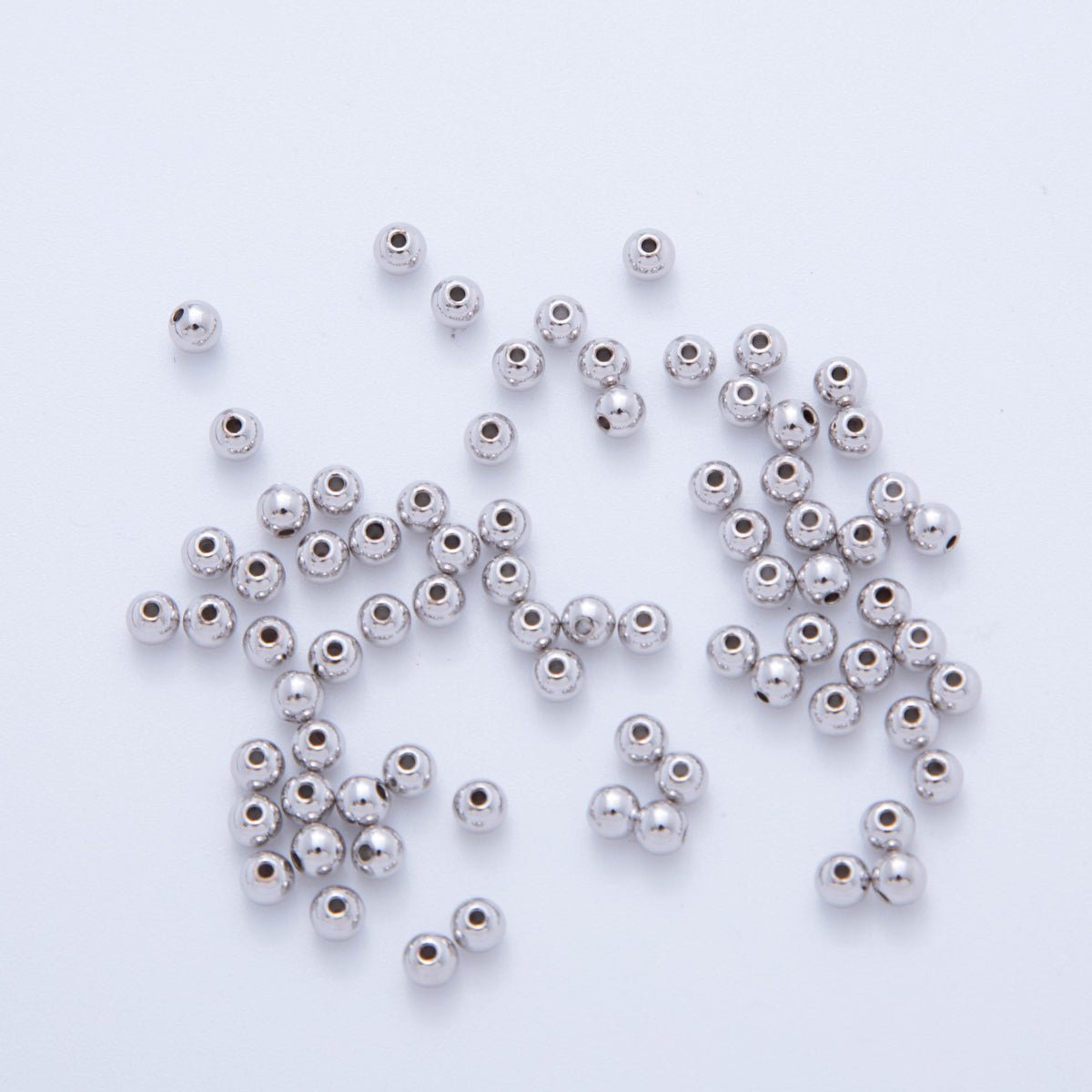 10 Pcs Bag of 3,4,5,6 mm Silver Seamless Round Beads for Jewelry Making Supply B-306