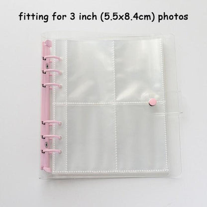 100/200 Pockets Photo Album 3/5 inches Mini Picture Case Name Card Storage Collect Book Photocard Shiny Clear 6-Ring Binder Cover Refillable Notebook Photo Album