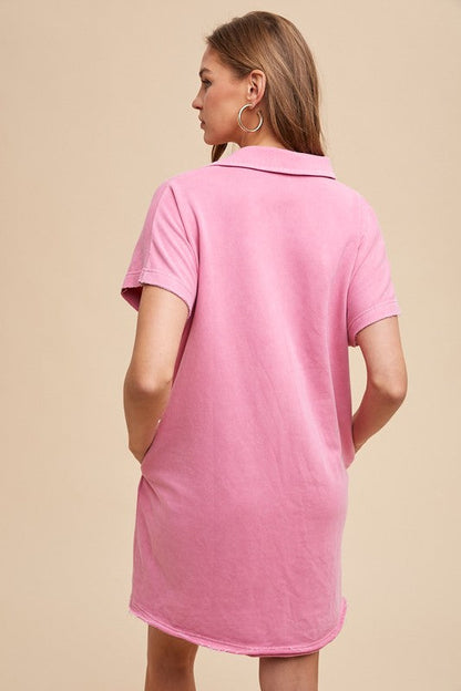 Simple Classic Pink Short Sleeve Dress Comfortable Women Dress Minimalist Casual Design