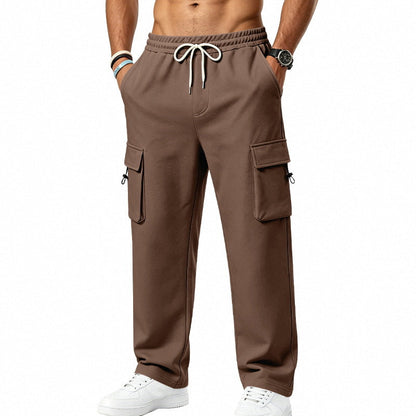 Mens Sporty-casual Multi-pocket Utility Trousers