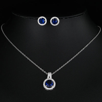 Two-piece Zircon Disc Necklace Set