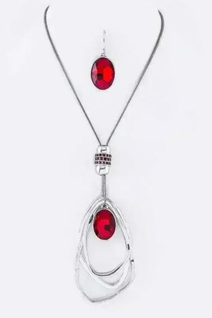 Crystal Drop &amp; Hoops Necklace Set