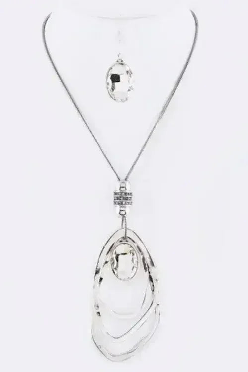 Crystal Drop &amp; Hoops Necklace Set