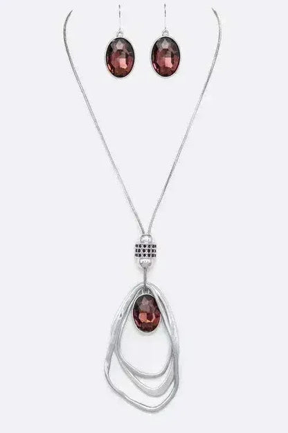 Crystal Drop &amp; Hoops Necklace Set