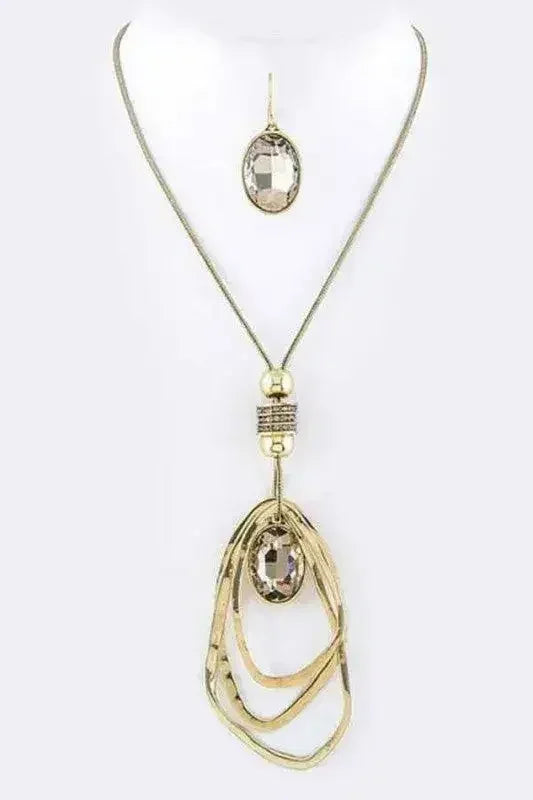 Crystal Drop &amp; Hoops Necklace Set
