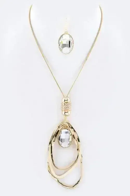 Crystal Drop &amp; Hoops Necklace Set
